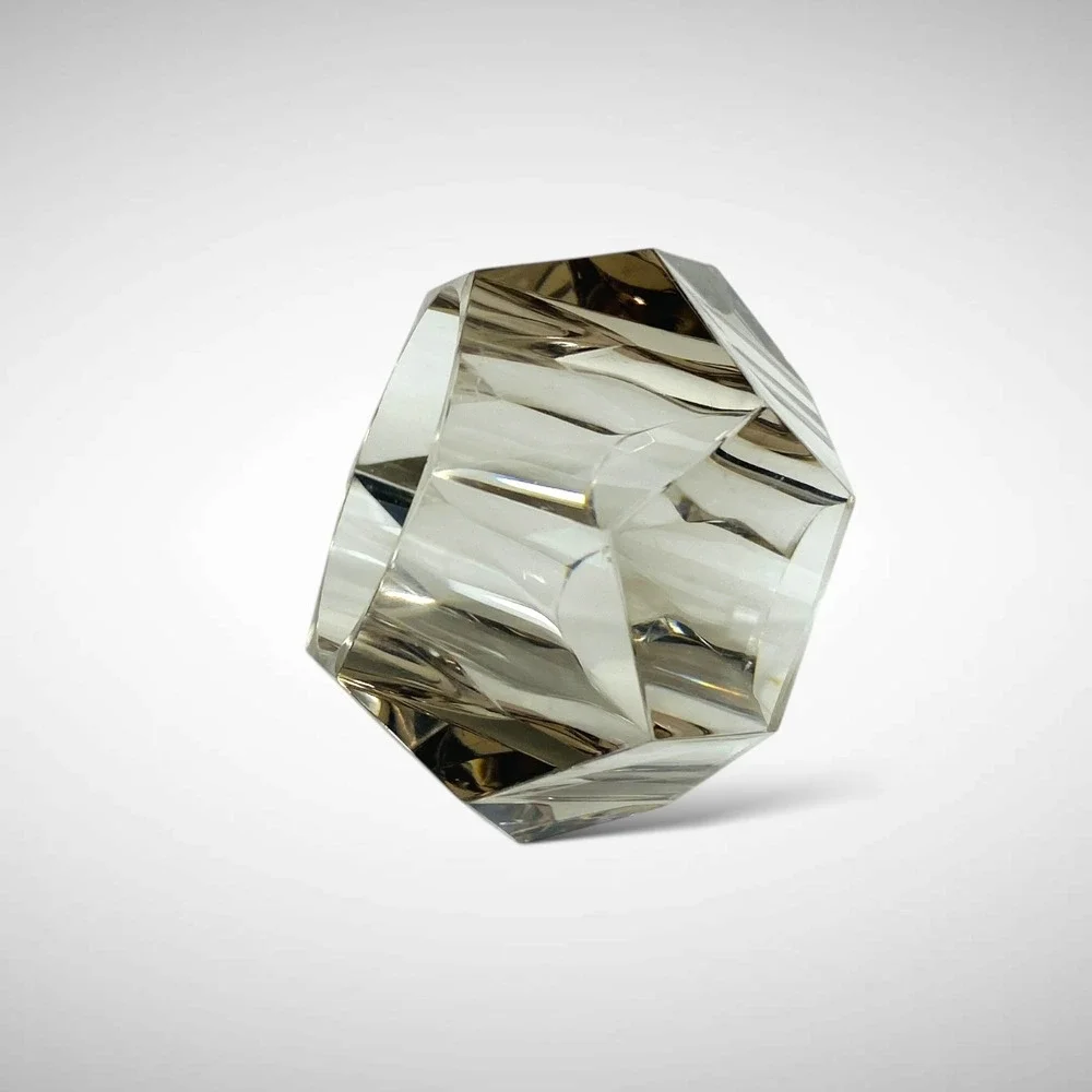 Light Smoky Lucite Napkin‎ Rings Set of 4 Geometric Faceted Acrylic 1980s Decor